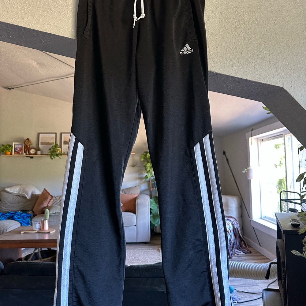adidas Black Track Pants with White Stripes